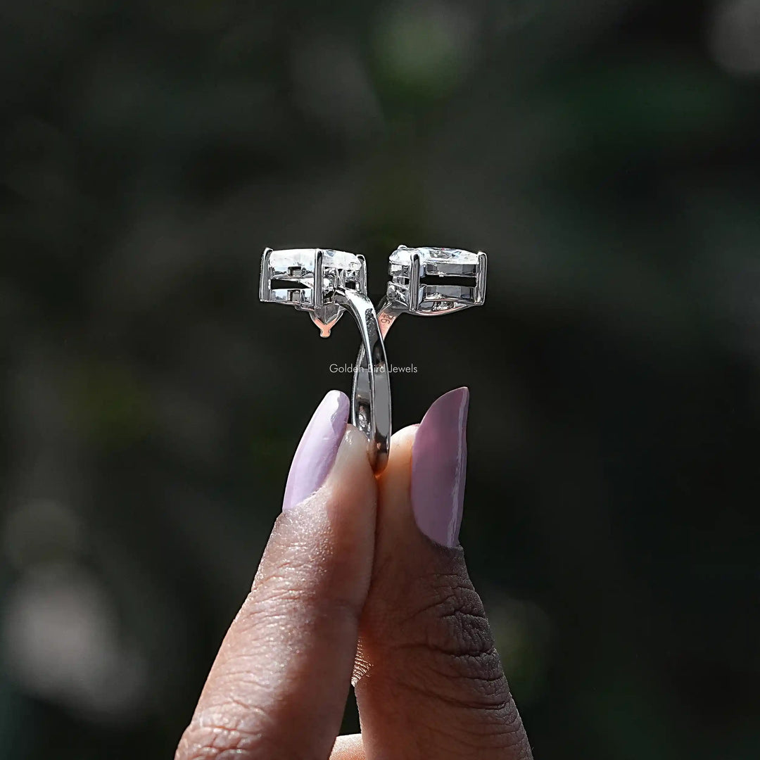 Colorless ButterFly Cut Moissanite Bypass Ring