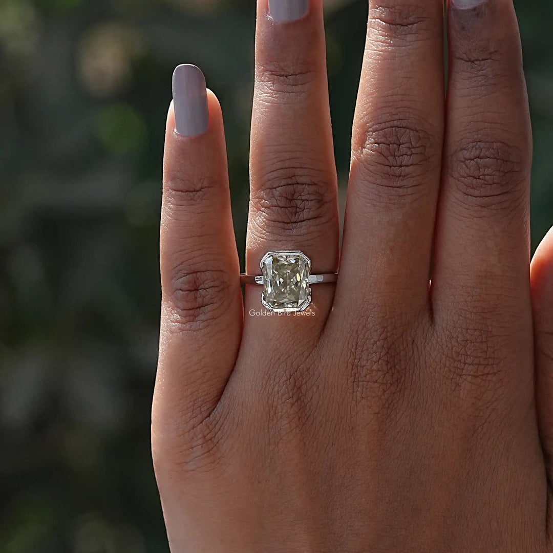 Canary Yellow Radiant Cut Moissanite Solitaire Ring