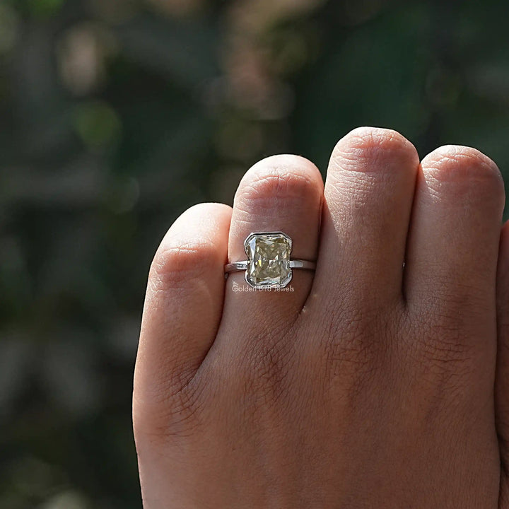 Canary Yellow Radiant Cut Moissanite Solitaire Ring