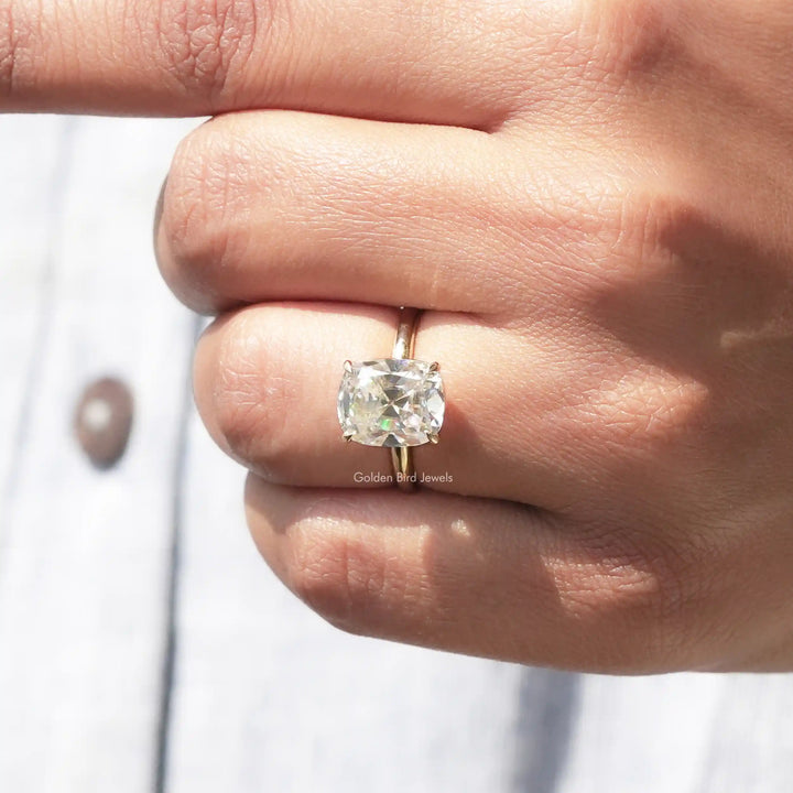 Old Mine Cushion Moissanite Solitaire Ring