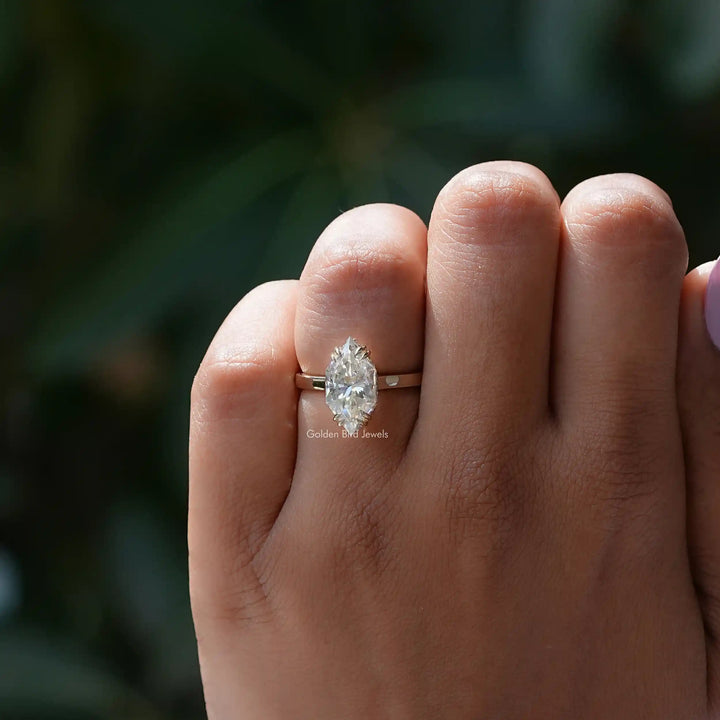 Dutch Marquise Cut Hidden Halo Moissanite Ring