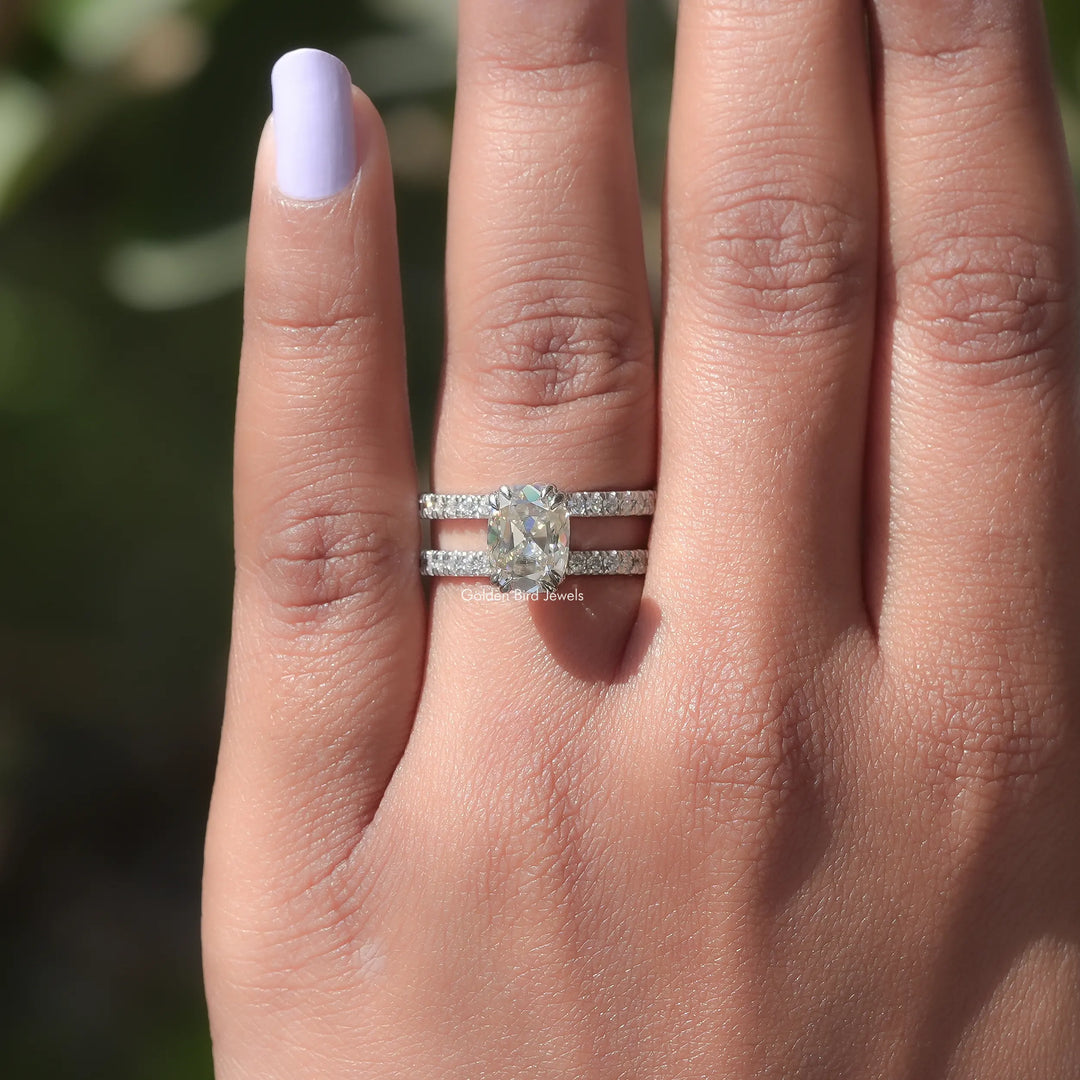 Irregular Old Mine Cushion Cut Moissanite Ring