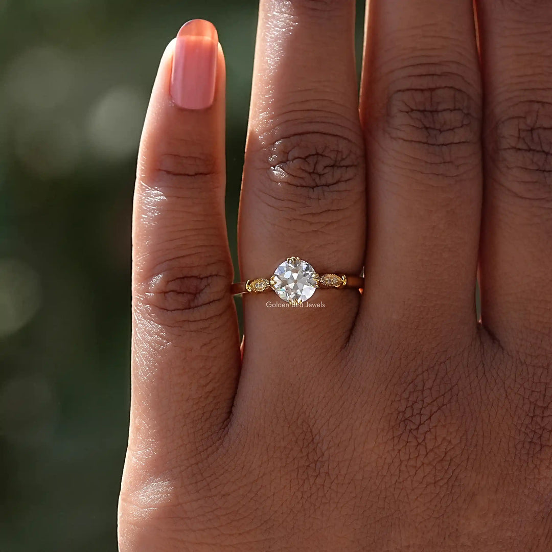 Old European Round Moissanite Accent Ring