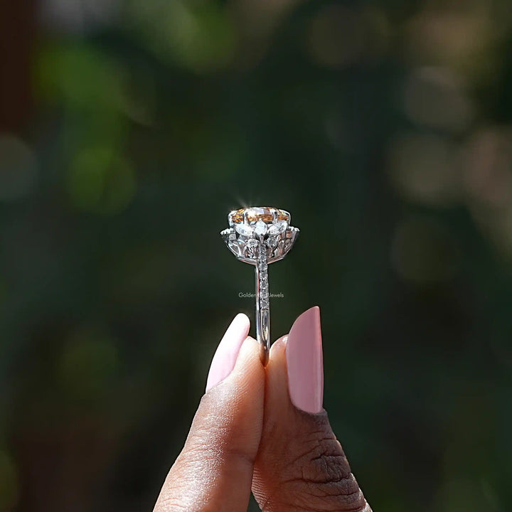 Old European Round Cut Halo Cluster Ring