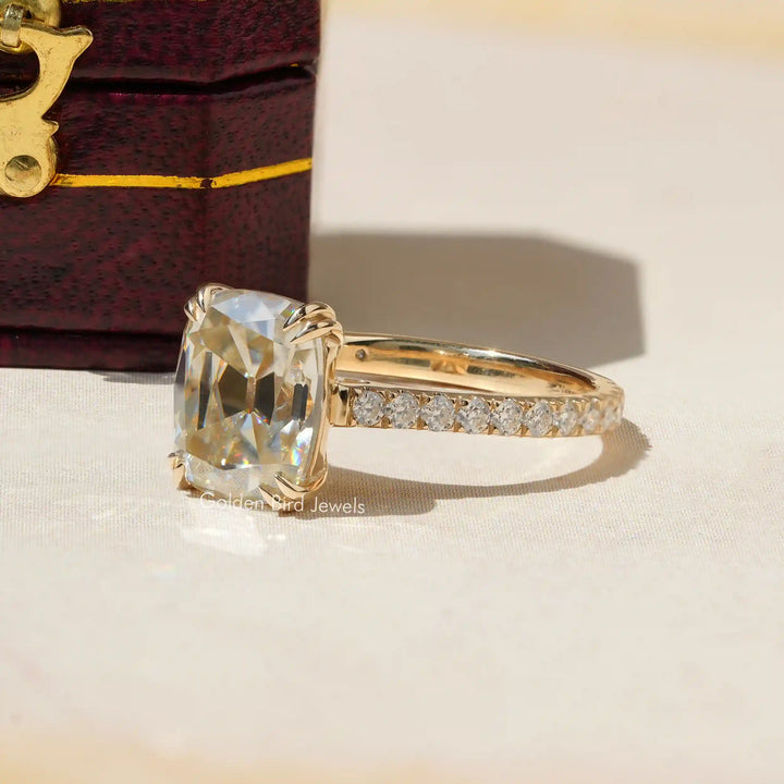 Old Mine Elongated Cushion Cut Moissanite Ring