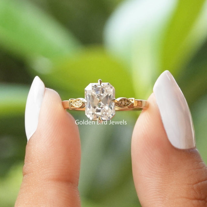 Moissanite Old Mine Radiant Cut Engagement Ring