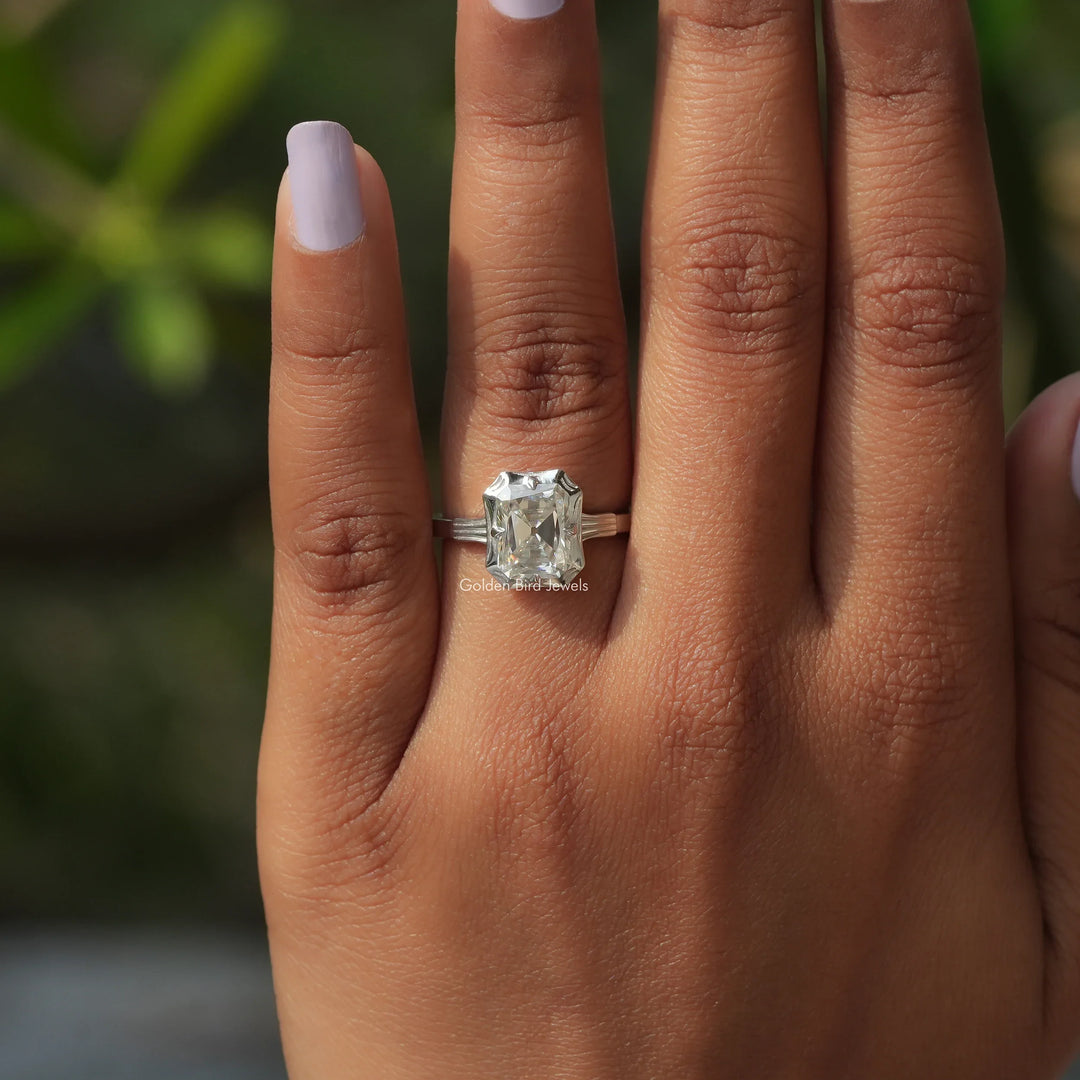 Old Mine Radiant Cut Moissanite Solitaire Ring