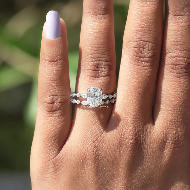 Oval Cut Moissanite Bridal Ring Set