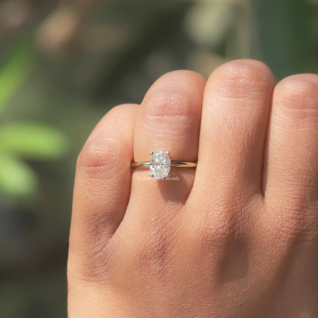 Moissanite Oval Cut Hidden Halo Ring