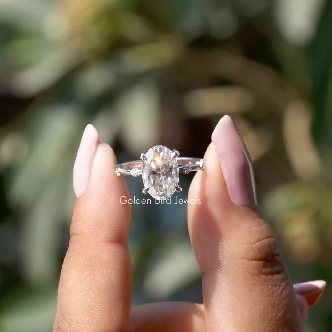 Crushed Iced Oval Engagement Ring