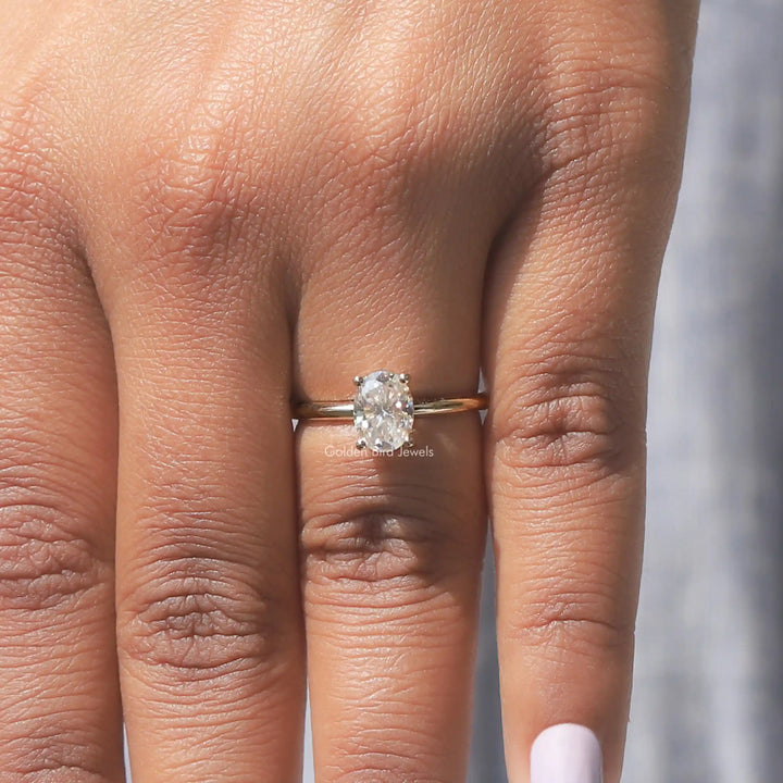 Moissanite Oval Cut Hidden Halo Ring