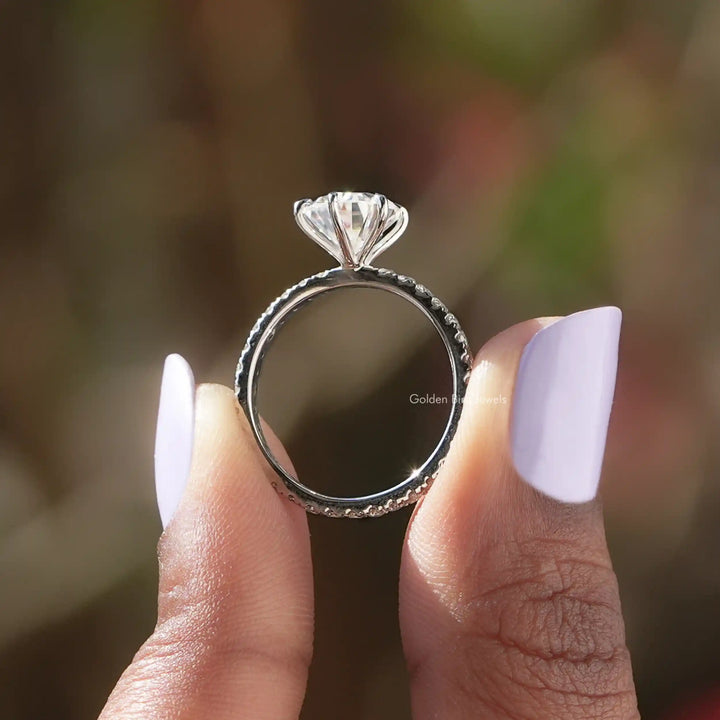 Pear Cut Moissanite Accent Stone Ring