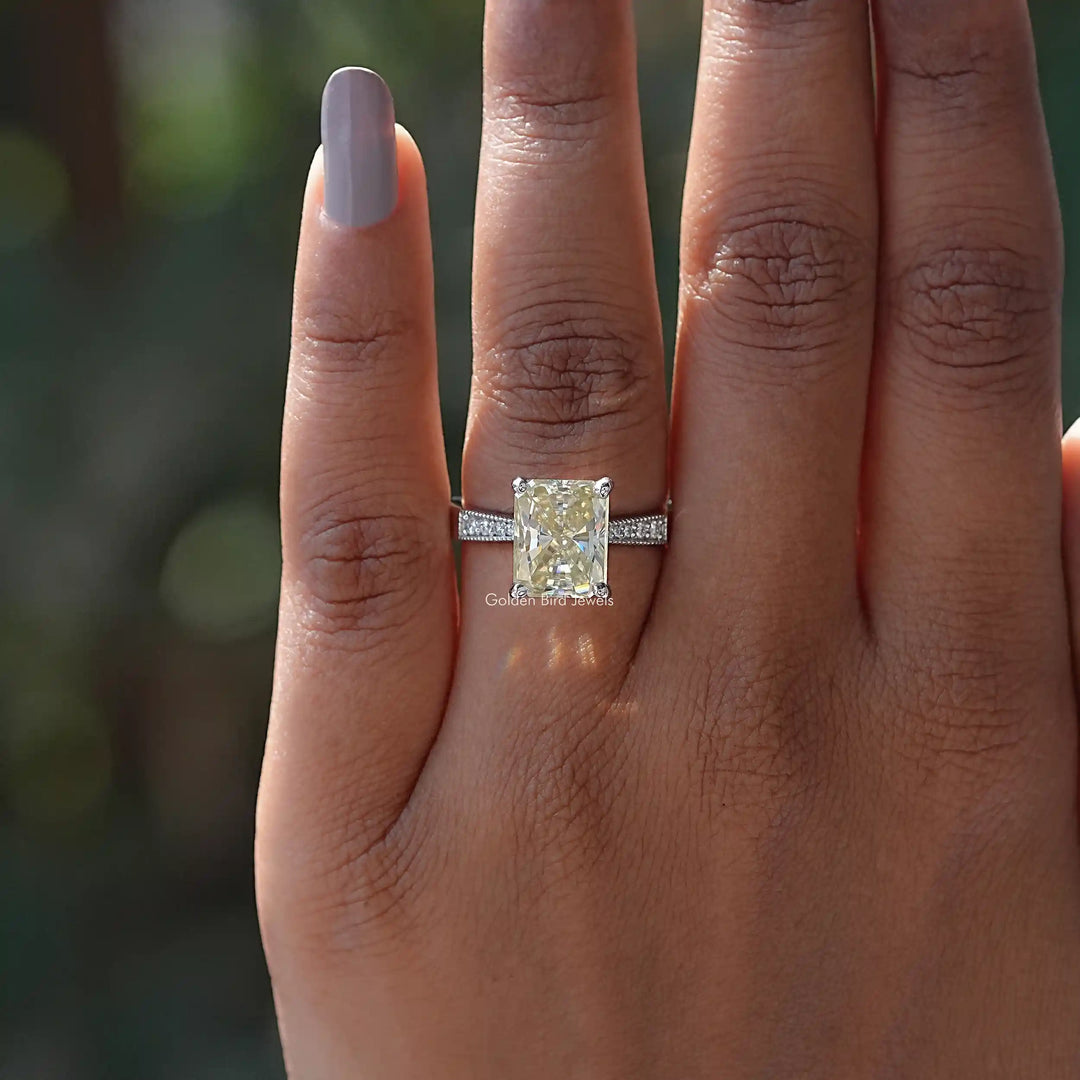 Radiant Cut Moissanite Accent Stone Ring