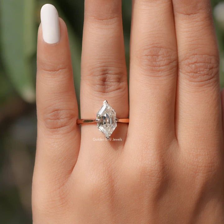 Step Cut Moissanite Dutch Marquise Ring