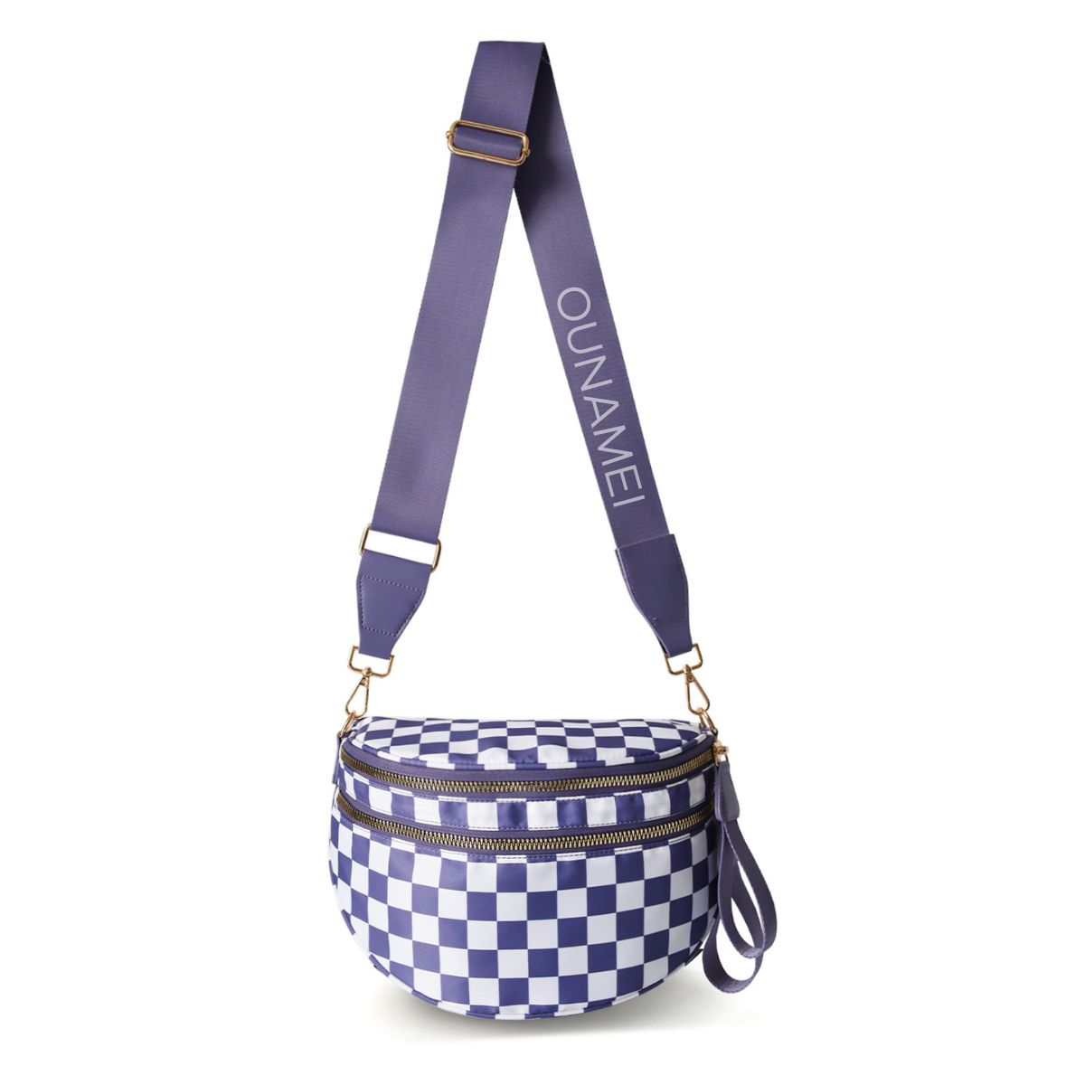 Ounamei Checkered Crossbody Bum Bag for Women Large Capacity Belt Bag for Moms & Everyday Travel