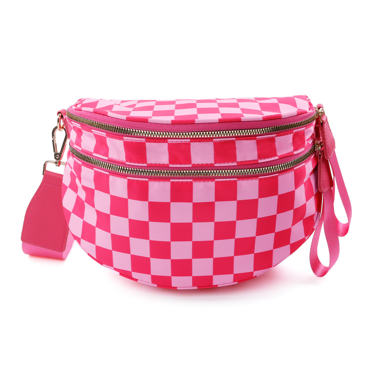 Ounamei Checkered Crossbody Bum Bag for Women Large Capacity Belt Bag for Moms & Everyday Travel