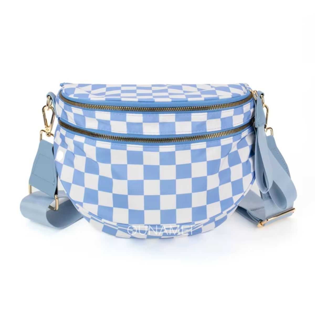 Ounamei Checkered Crossbody Bum Bag for Women Large Capacity Belt Bag for Moms & Everyday Travel