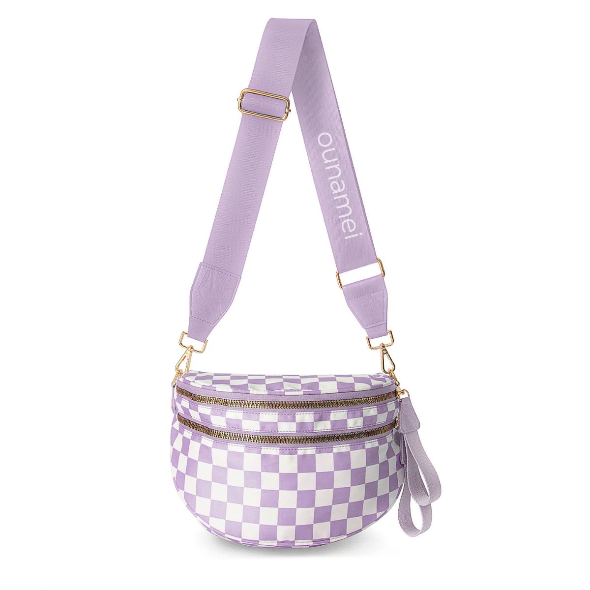 Ounamei Checkered Crossbody Bum Bag for Women Large Capacity Belt Bag for Moms & Everyday Travel