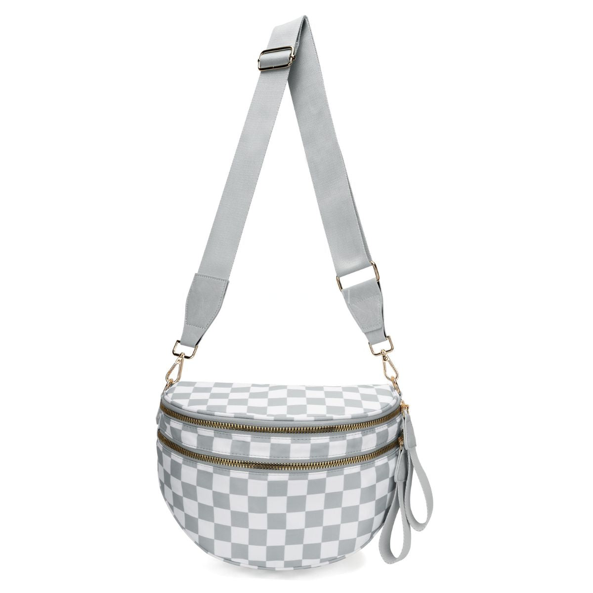 Ounamei Checkered Crossbody Bum Bag for Women Large Capacity Belt Bag for Moms & Everyday Travel