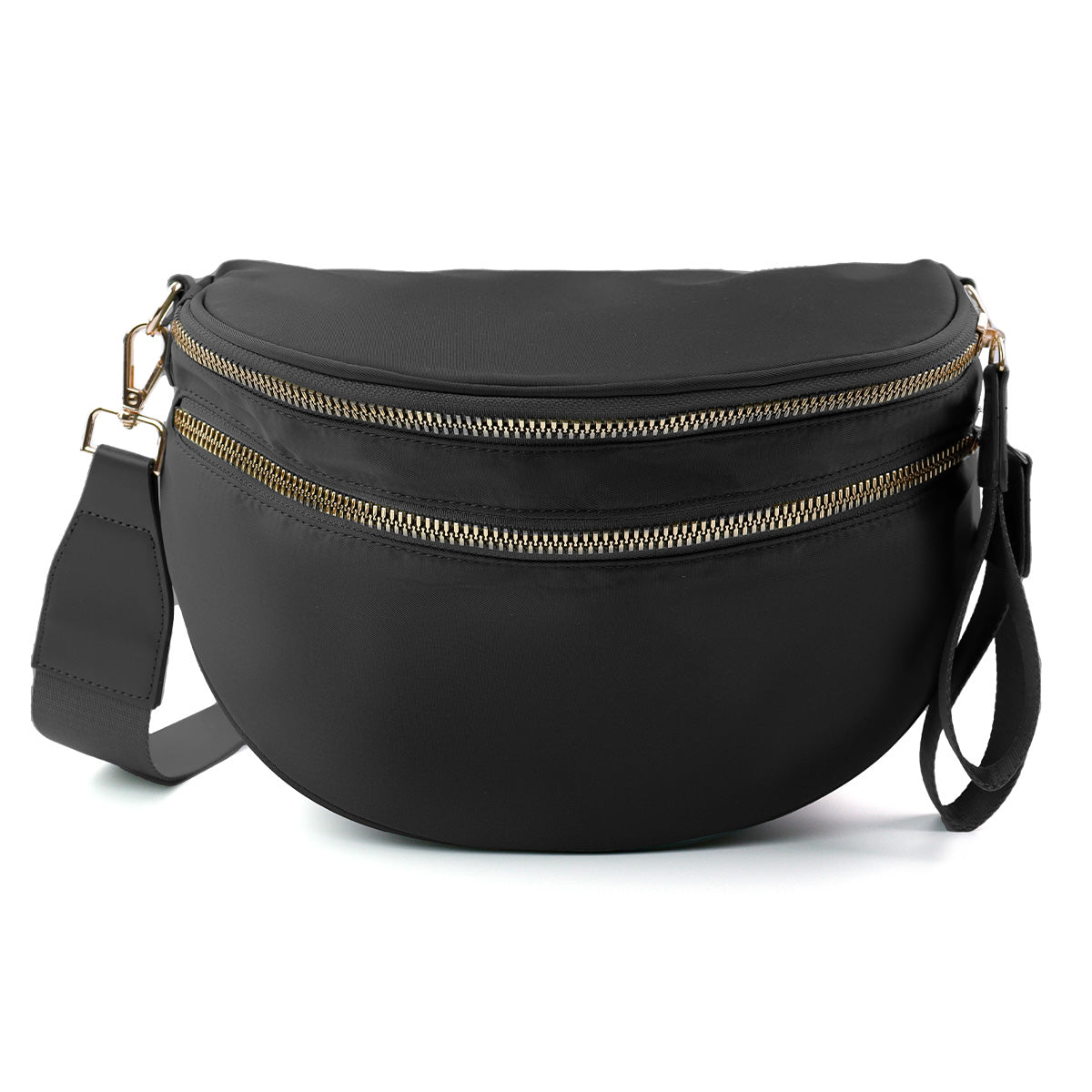 Ounamei Solid Color Crossbody Bum Bag for Women Vegan Leather Large Capacity Belt Bag for Moms & Everyday Travel