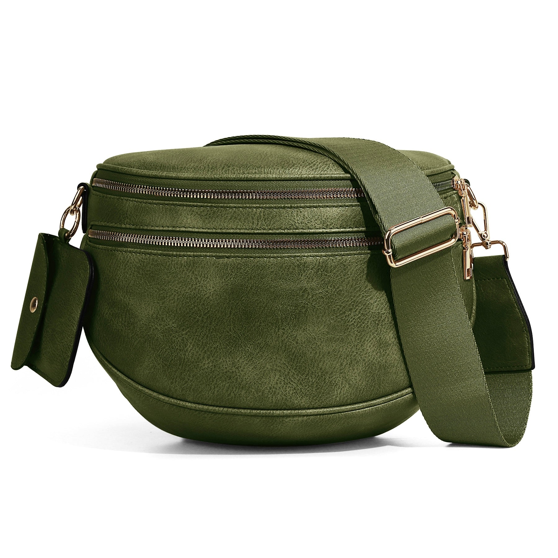 Ounamei Vegan Leather Crossbody Bum Bag for Women with Mini Pouch | Small & Large Sizes
