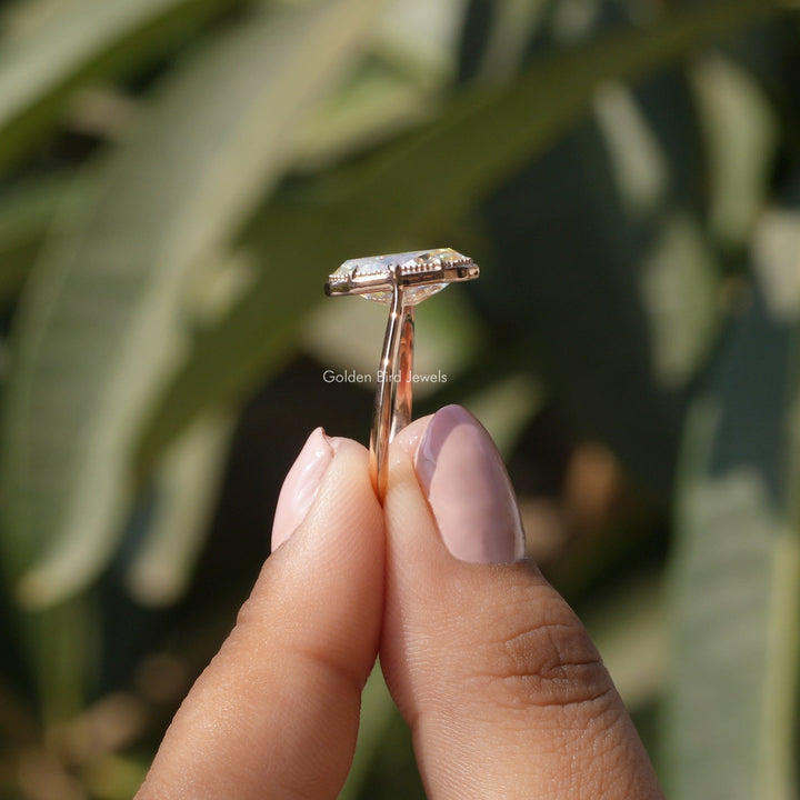 Off-White Old Mine Cut Moval Moissanite Ring