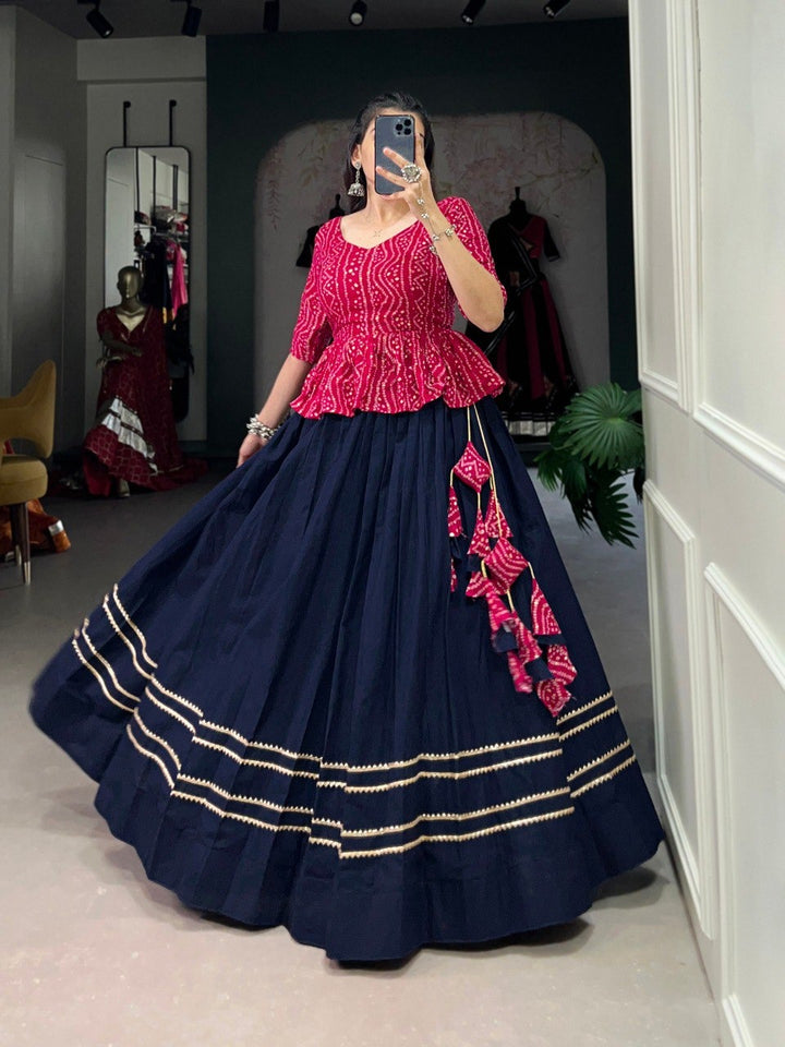 Navy Blue Gota Patti Lehenga