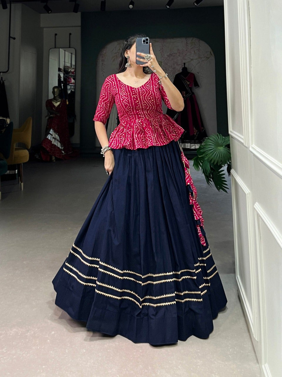 Navy Blue Gota Patti Lehenga