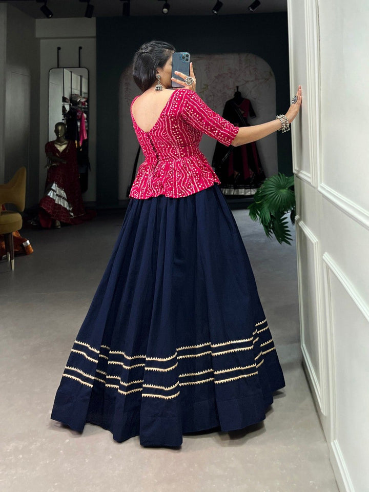 Navy Blue Gota Patti Lehenga