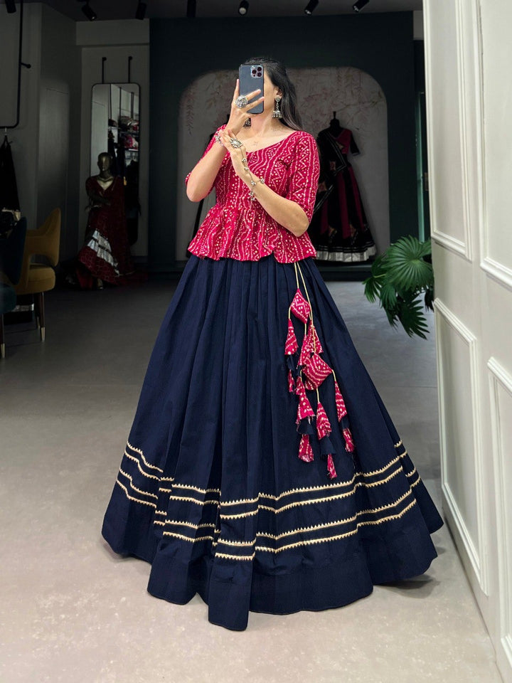 Navy Blue Gota Patti Lehenga