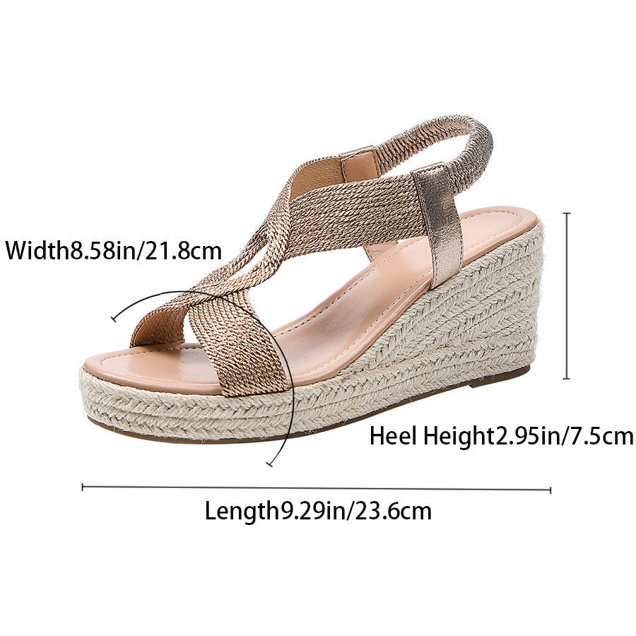 Women's Ria Braid Artisan Platform Wedge Sandals – Sculpted Woven Rope Open-Toe Roman Sandals (US 4–10.5)