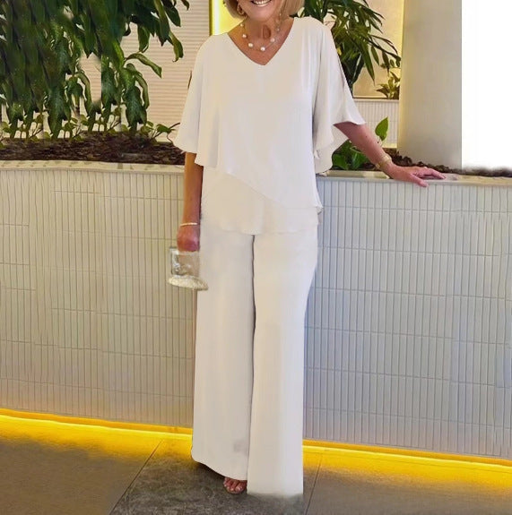 Martha | Elegant Wide Leg Two Piece Set . by Qivii