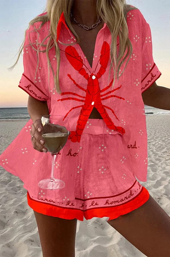 Sandra | Comfortable Printed Two Piece Shorts Summer Set by Qivii