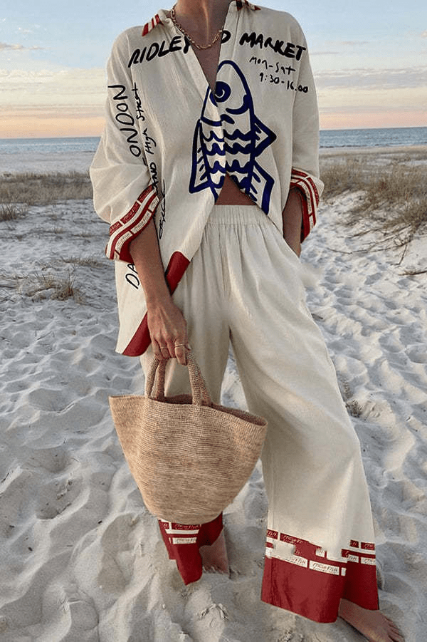 Linda | Elegant Printed Loose Fit Two Piece Summer Set by Qivii