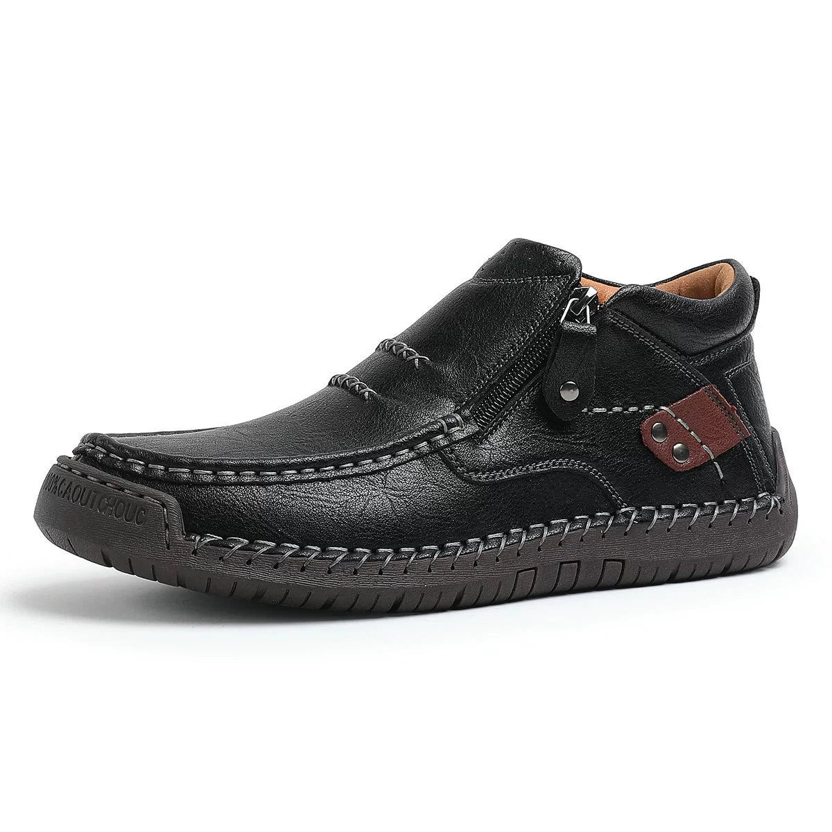 Cross-Border Men’s Outdoor Casual Slip-On Flat Handcrafted Leather Shoes
