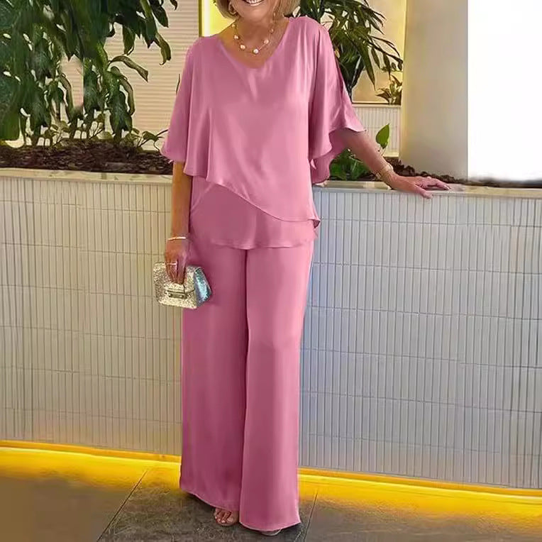 Martha | Elegant Wide Leg Two Piece Set . by Qivii