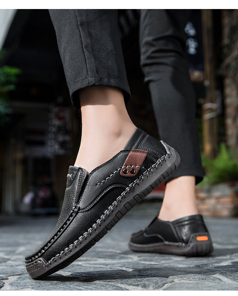 Handmade Men's Slip-On Loafers Casual Outdoor Genuine Leather Shoes