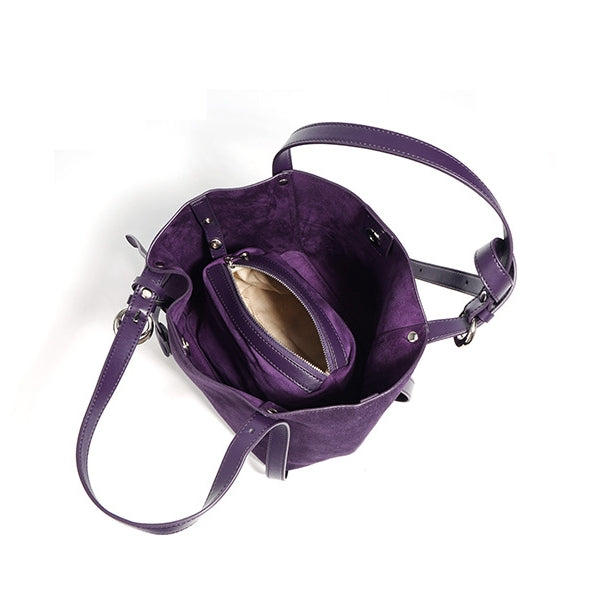 Ounamei Suede Bucket Bag Set | 2-in-1 Handbag & Crossbody Tote with Soft Suede-Finish Leather, Spacious & Stylish Everyday Bag