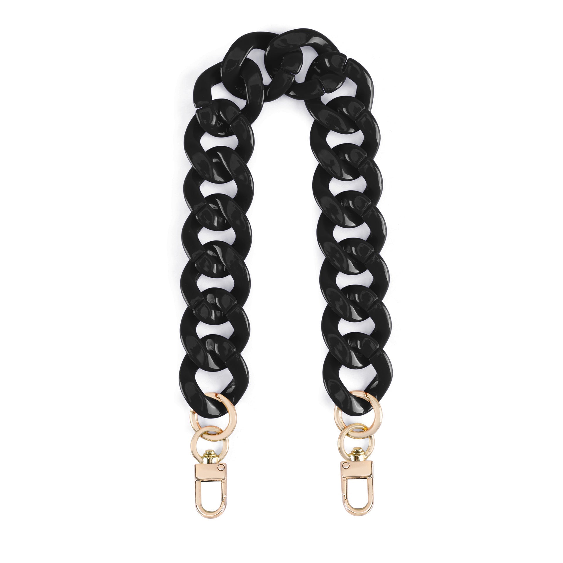 Acrylic Flat Purse Chain Strap | 17.7" Lightweight Handbag Replacement Strap with Metal Buckles