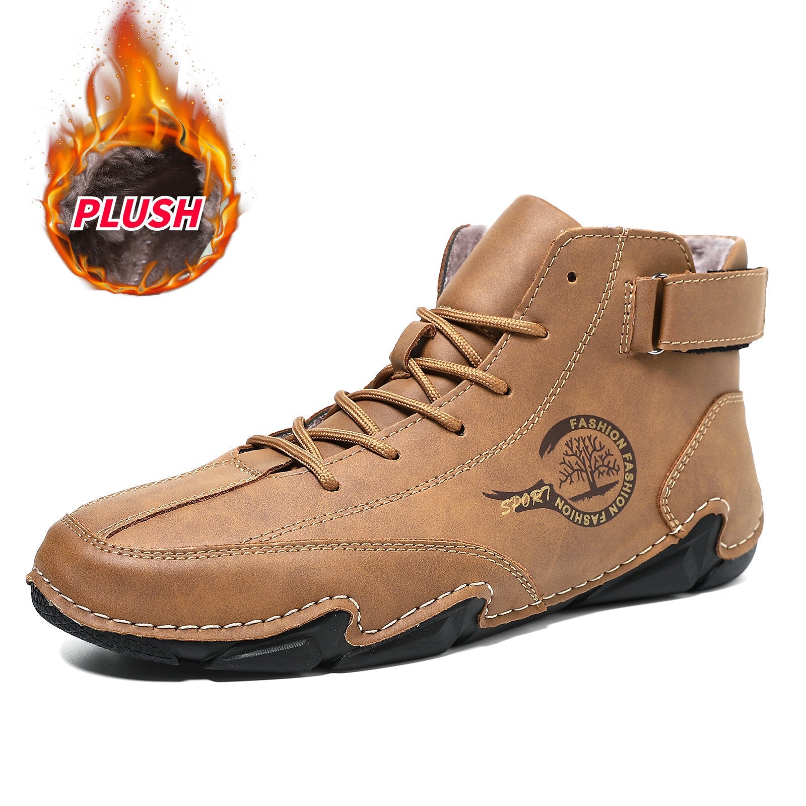Men's High-Top Winter Suede Martin Boots with Warm Fleece Lining Handmade Casual Boots
