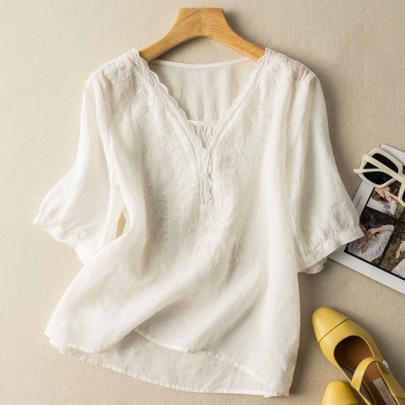 Luciana Cotton-Linen Blouse  - By Qivii