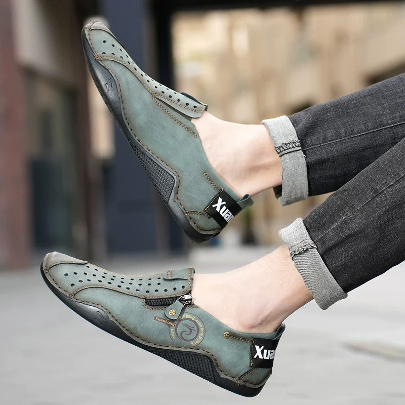 Men's Loafers & Slip-Ons Moccasin Handmade Shoes Beck Shoes Casual Outdoor Daily Microfiber Breathable Loafer Black Light Brown Army Green Summer Spring