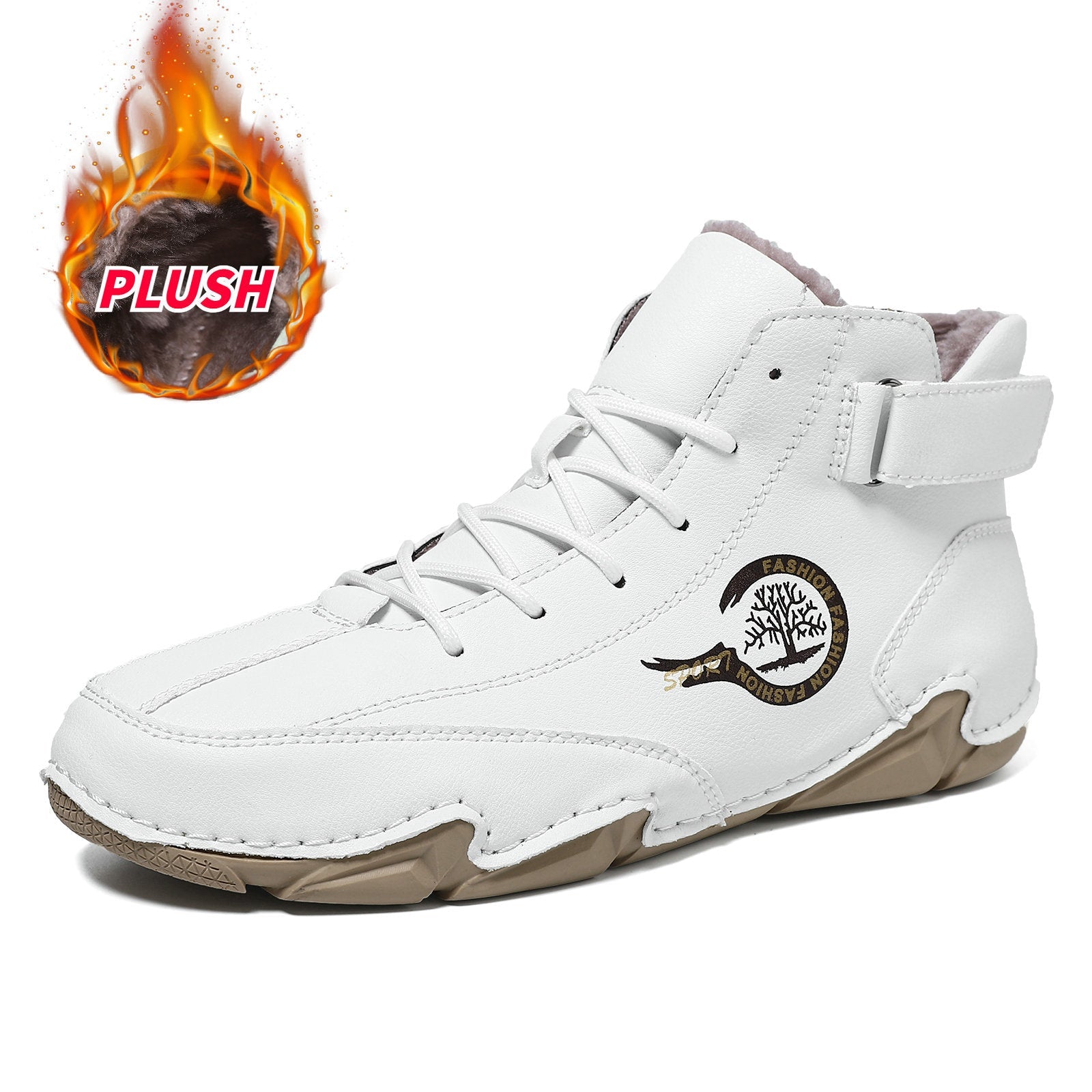 Men's High-Top Winter Suede Martin Boots with Warm Fleece Lining Handmade Casual Boots