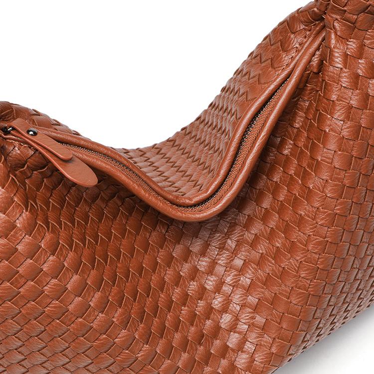 Ounamei Vintage Woven Vegan Leather Hobo Bag Large Shoulder Handbag for Women