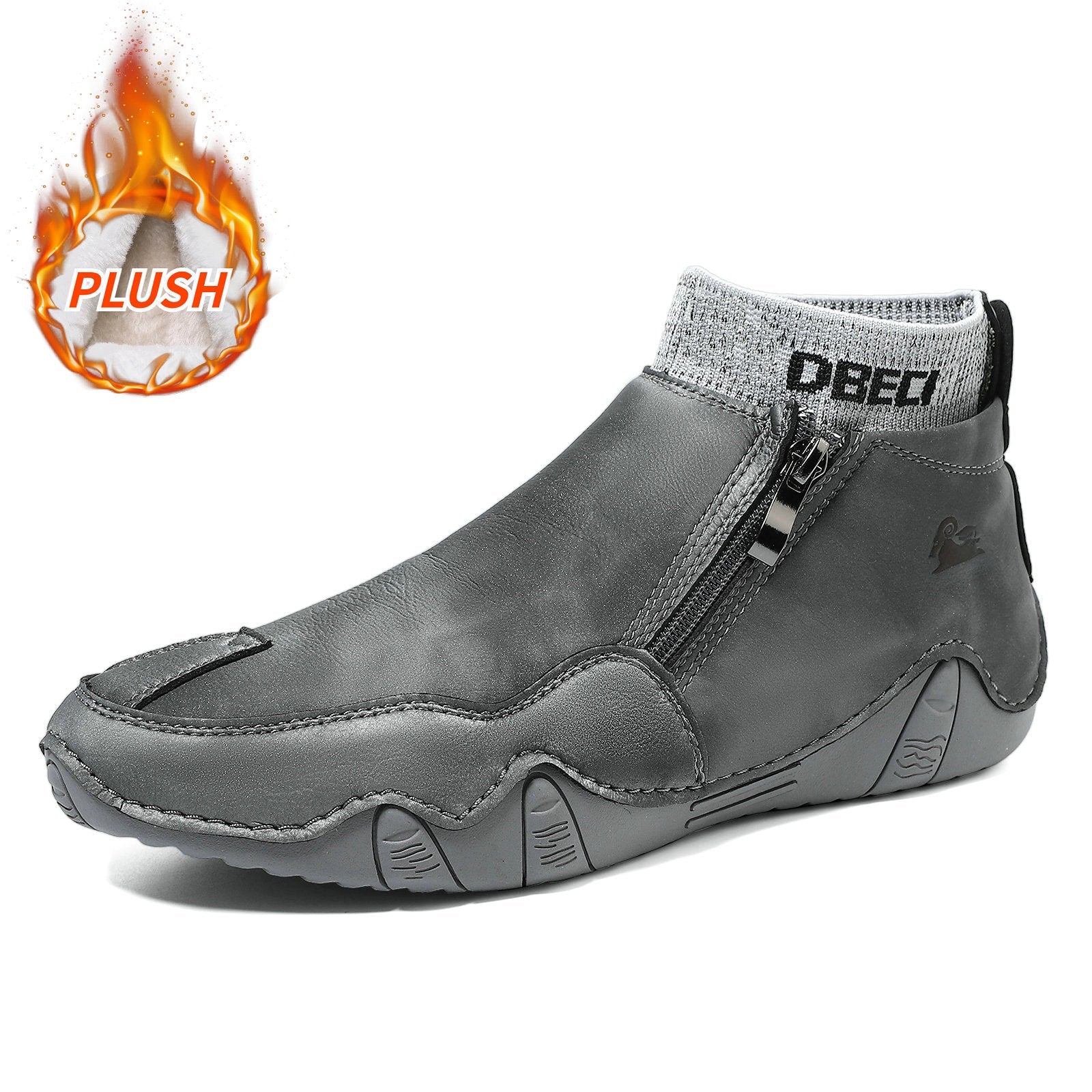Men's High-Top Martin Boots with Warm Fleece Lining Durable Winter Outdoor Casual Shoes