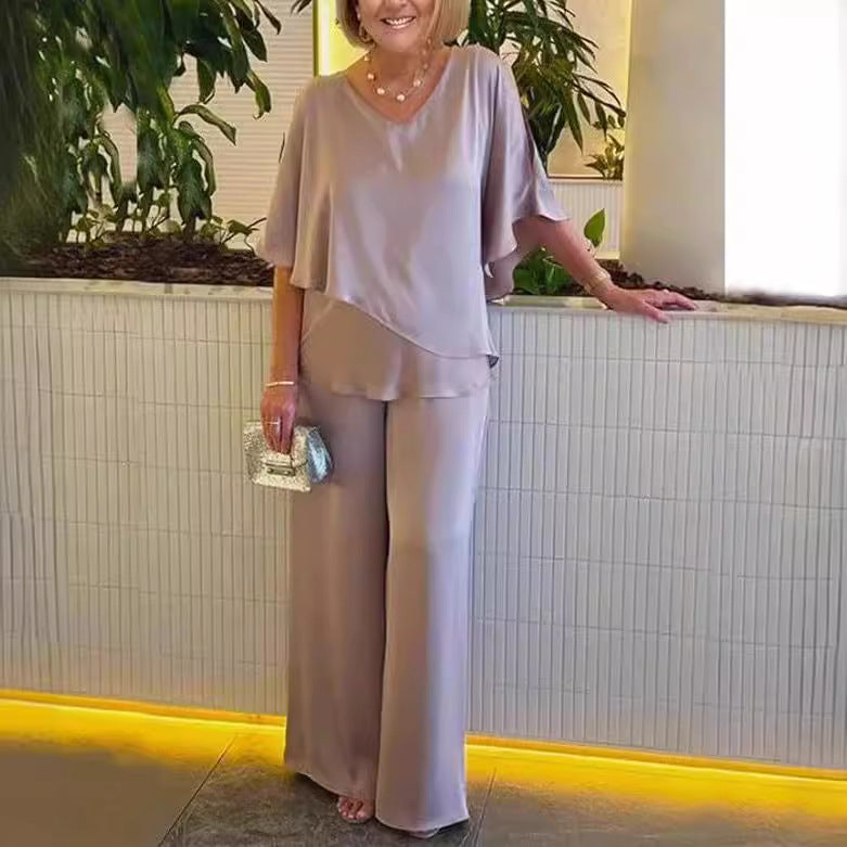 Martha | Elegant Wide Leg Two Piece Set . by Qivii