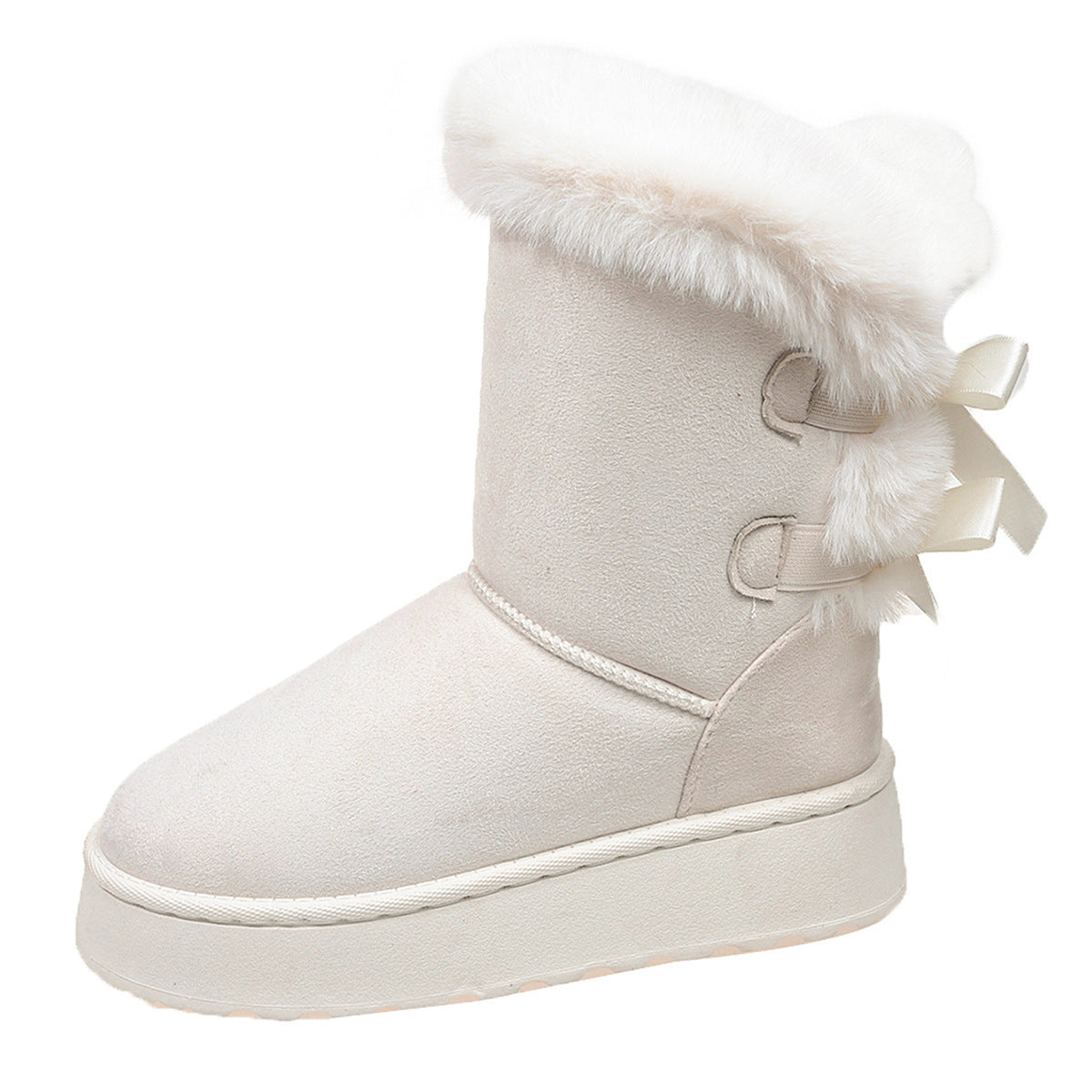 Women’s CozyBow Short Snow Boots – Fleece-Lined Warmth & Anti-Slip Platform (US 5–10)