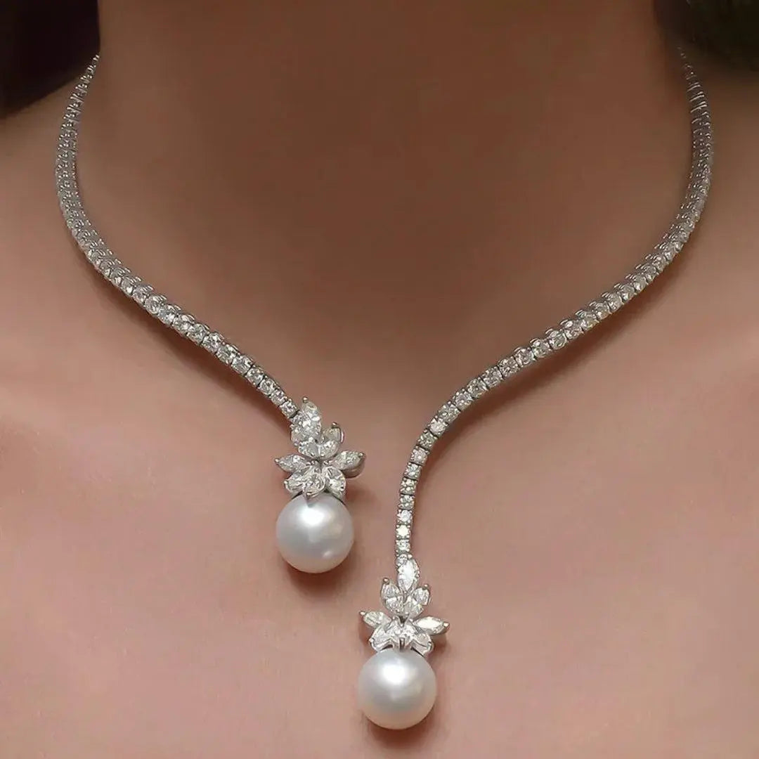 Elegante en stralende collier met sterling zilveren parels  - By Qivii