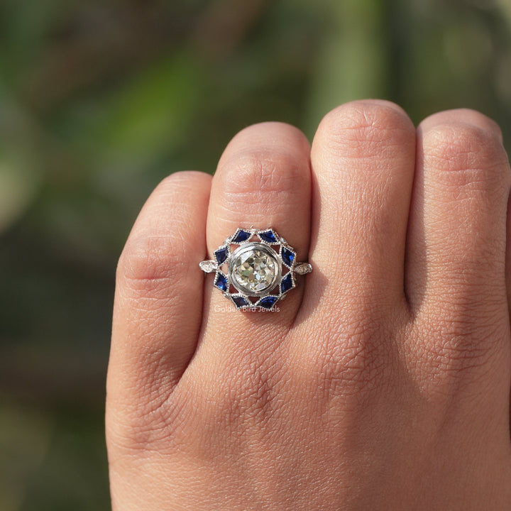 Old European Round Cut Bezel Set Moissanite Ring