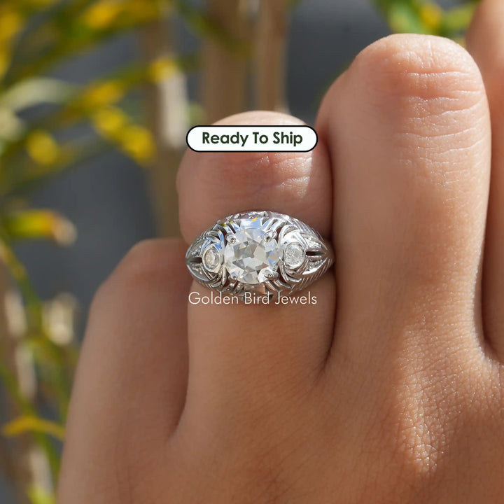 Old European Cut Round Moissanite Vintage Ring